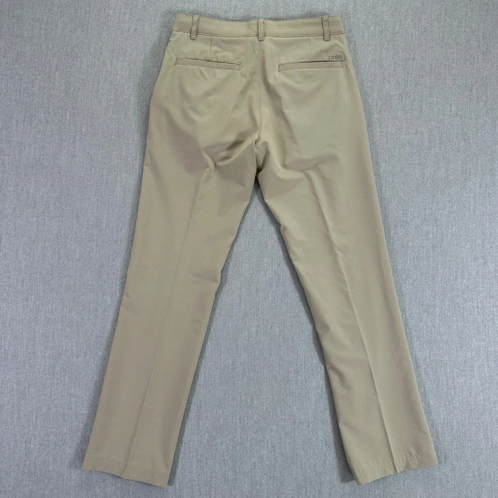 IZOD GOLF Pants Men's 30x32 Khaki Flat Front Chino Pants Performance Stretch‎